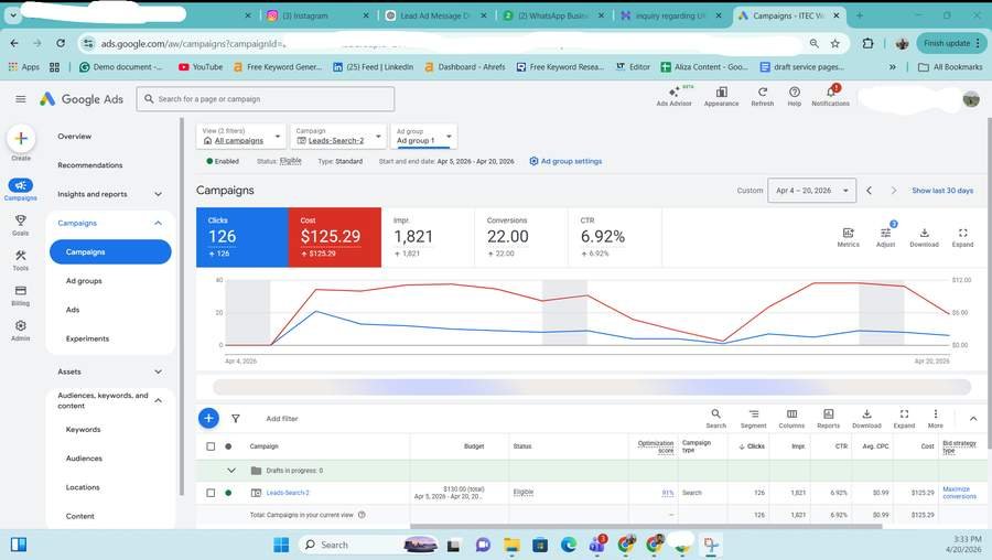 Google Search Ads — Lead Generation & Web Traffic Campaign