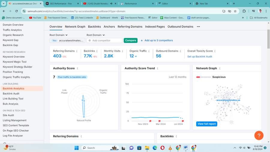 Backlinking Strategy — SEMrush Overview