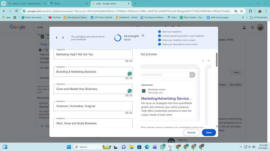 Google Search Ads 1 - Yeilp Inc.