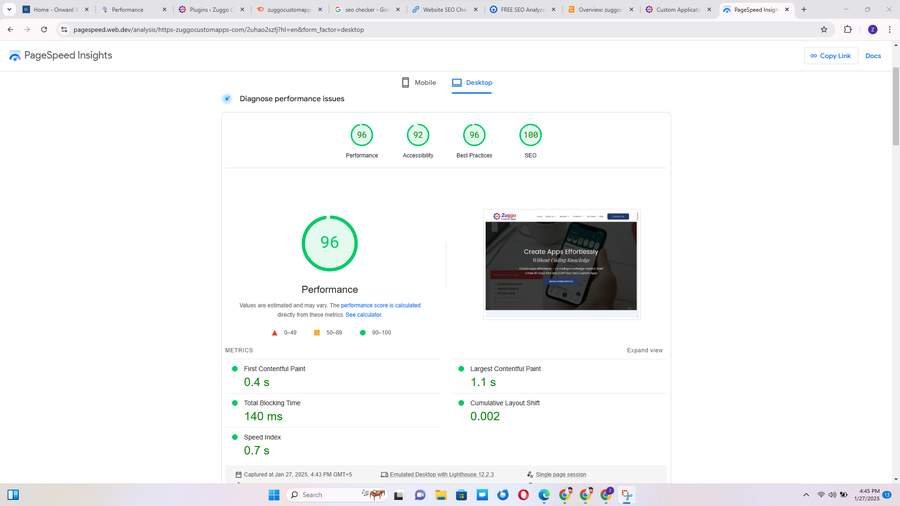 Pagespeedinsights Zuggo Custom Apps