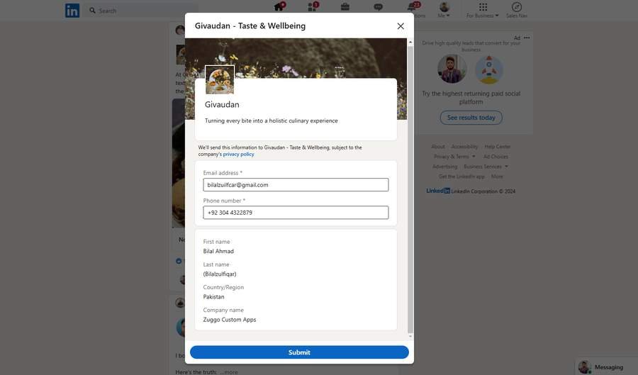 linkedin Leads Gen Form